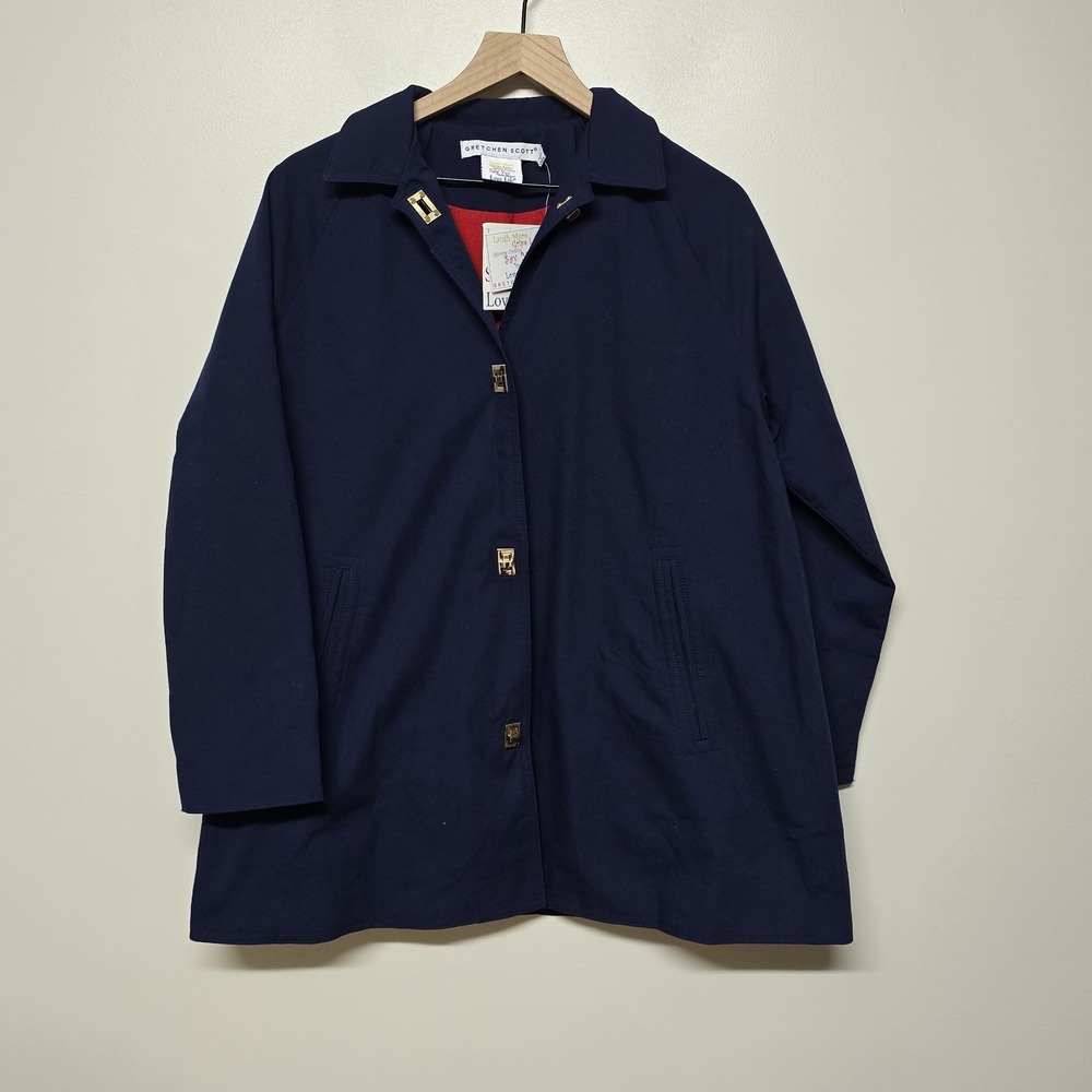 NWT Gretchen Scott Pray For Rain Blue & Red Rain Jacket Coat Size M‎